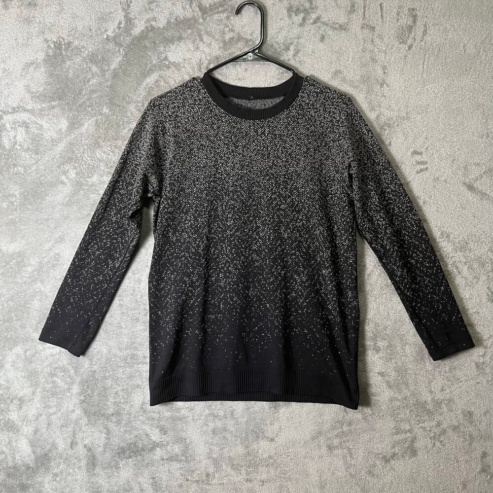Lululemon Rest Less Pullover‎ Black Speckled Athletic Running Top Black Size 6